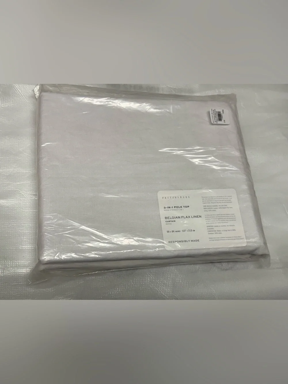 Pottery Barn Belgian Flax Linen 3-in-1 Pole Top Curtain (New)